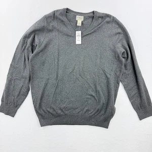 New L.L. Bean Men's Cashmere‑Cotton V‑Neck Sweater Size Large Gray - Picture 1 of 6
