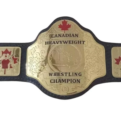 CANADIAN Campeón de Lucha Pesada 2 MM Placas de Latón Réplica Cinturón Título Nuevo Foto 1 de 4