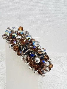 Vintage facettiertes Glas AB Baumeln Perlen Cha Cha Armband Stretch - Bild 1 von 11