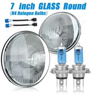 For Jeep	Liberty 2004 2005 Pair 7inch GLASS Lens Round Headlights High/Low Beam - Picture 1 of 15