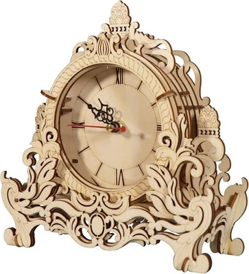 3D Wooden Puzzle Clock Kit DIY Desktop Decor Silent Movement Gift - Image 1 of 4