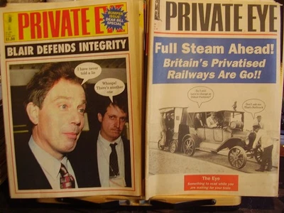 JOB LOT X 21 VINTAGE PRIVATE EYE SATIRICAL MAGAZINES BLAIR BROWN CAMILLA LABOUR - Image 1 of 4