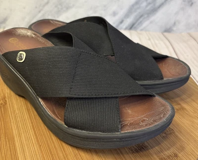 Sandalias BZEES Desire entrecruzadas de cuña cómodas deslizables para mujer negras talla 6,5 Foto 1 de 4