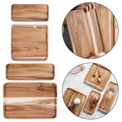 Acacia Wooden Serving Tray Food Pallet Platter for Coaster Tea Coffee Cake Fruit - Image 1 of 4