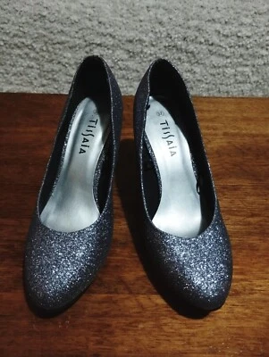 Escarpins À Paillettes Argenté À Talon - Photo 1/4