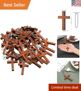 Create with 50 Wooden Cross Pendants – DIY Jewelry & Easter Decor Essentials - Picture 1 of 8