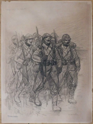 Lithographie originale de Théophile Alexandre STEINLEN  signée Soldat guerre - Photo 1/4