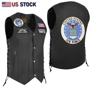 HL3540AIRFORCE Herren Echtleder Motorrad Biker Weste - 10 Taschen, Anarchy - Bild 1 von 8