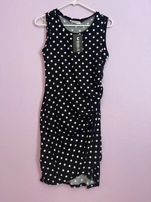 DoublJU Women's Polka Dot Summer Short Sleeve Ruched - Medium Foto 1 de 2
