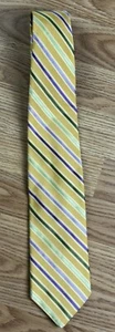 Brooks Brothers Makers Necktie 100% silk Gold Green blue stripes 58.5” Long - Picture 1 of 7