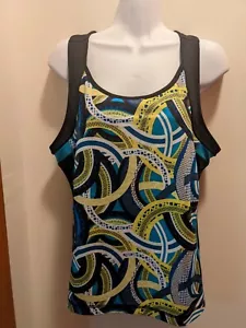 Be Inspired Women's Large multicolor Stretch Racer back Tank with bra - Picture 1 of 6