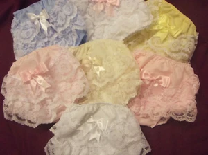 DREAM 0-5 YEARS GIRLS ROMANY FRILLY KNICKERS WHITE PINK LEMON BLUE CREAM REBORN - Picture 1 of 7