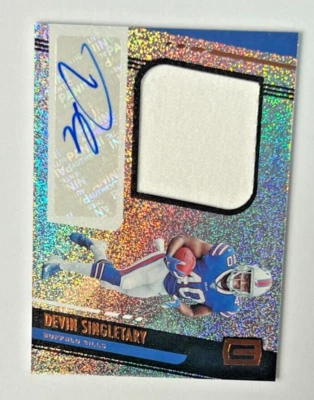 2019 Panini Unparalleled DEVIN SINGLETARY Jersey Patch AUTO Bills - Image 1 of 2
