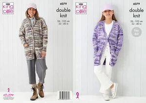 King Cole Pattern 6079 - Cardigans - Knitting - DK - V neck - Shawl collar - Picture 1 of 2