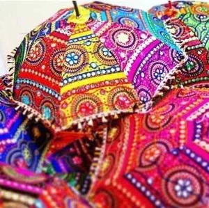 5PCS Indian Handmade Designer Cotton Multi Colored Umbrellella Sun Shade Parasol - Picture 1 of 5