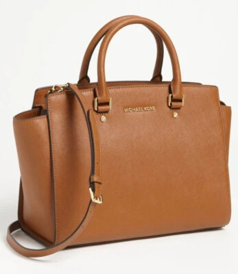 Bolsa satchel nova com etiquetas Michael Michael Kors Selma couro grande bagagem marrom AUTÊNTICA - Imagem 1 de 4