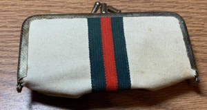 Vintage Trinket Carry All by Fashion Sewing Beauty Case Red and Green Stripe - Picture 1 of 5