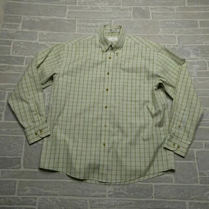 Enro Dress Shirt Mens Large Green Blue Check Non Iron Pinpoint Oxford VINTAGE - Picture 1 of 6
