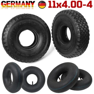 2x Reifenmantel 2x Schlauch 11x4.00-4 für Diverse Aufsitzmäher Rasentraktor DHL - Bild 1 von 40