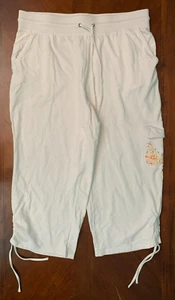 Basic Edition Cargo Pocket Ruched Hem Drawstring Capri Pants -Women's Med, White - Picture 1 of 14