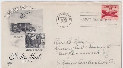 TurtlesTradingPost- 5 Cent Airmail 1947 FDC #C33 Artcraft Cachet - Image 1 of 2