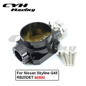 80MM Aluminum Throttle Body For Nissan Skyline Q45 RB25DET RB26DET Engines - Picture 1 of 3