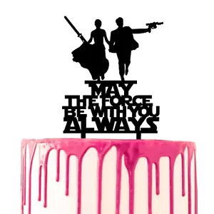 CARISPIBET Wedding cake topper with script May the force be with you always - Picture 1 of 4