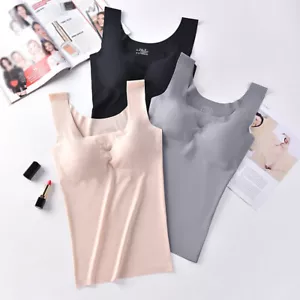 Women Ice Silk Tank Top Wireless Paded Lingerie Push Up Seamless Vest Crop Top - Picture 1 of 17