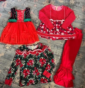 MATILDA JANE GIRLS SZ 10 LOT OF 7 CHRISTMAS HOLIDAY VALENTINES TOPS RUFFLE PANTS - Picture 1 of 21