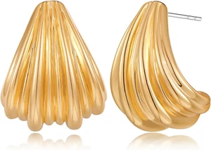 Orecchini a cerchio grossi in oro per donna orecchini minimalisti - Foto 1 di 12