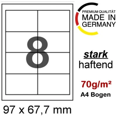 ETIKETTENEXPRESS 100 Blatt A4 800 Etiketten 97 x 67 mm Format wie Avery Zweckform 3660 4782 4359