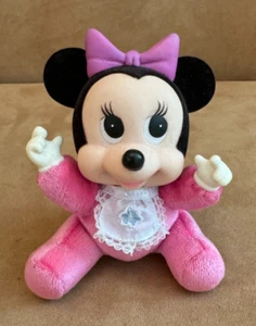 Vinyl head Vintage soft body Baby Minnie Mouse Plush 5" Disney vintage pink bow - Picture 1 of 2
