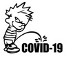 Calvin peeing on COVID Vinyl Decal, Bumper Sticker, Virus, Funny, 19, Outdoors..