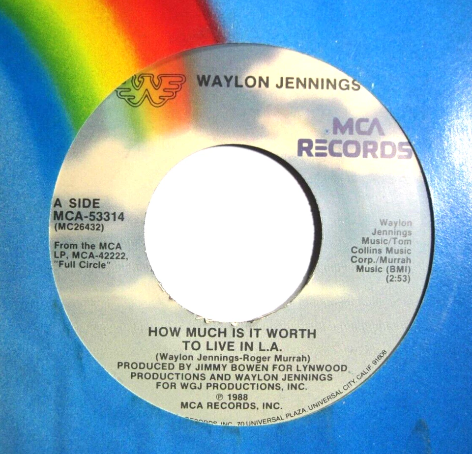 WAYLON JENNINGS * 45 * Is It Worth To Live In L.A. * 1988 * UNPLAYED MINT * NOS - Image 1 of 1