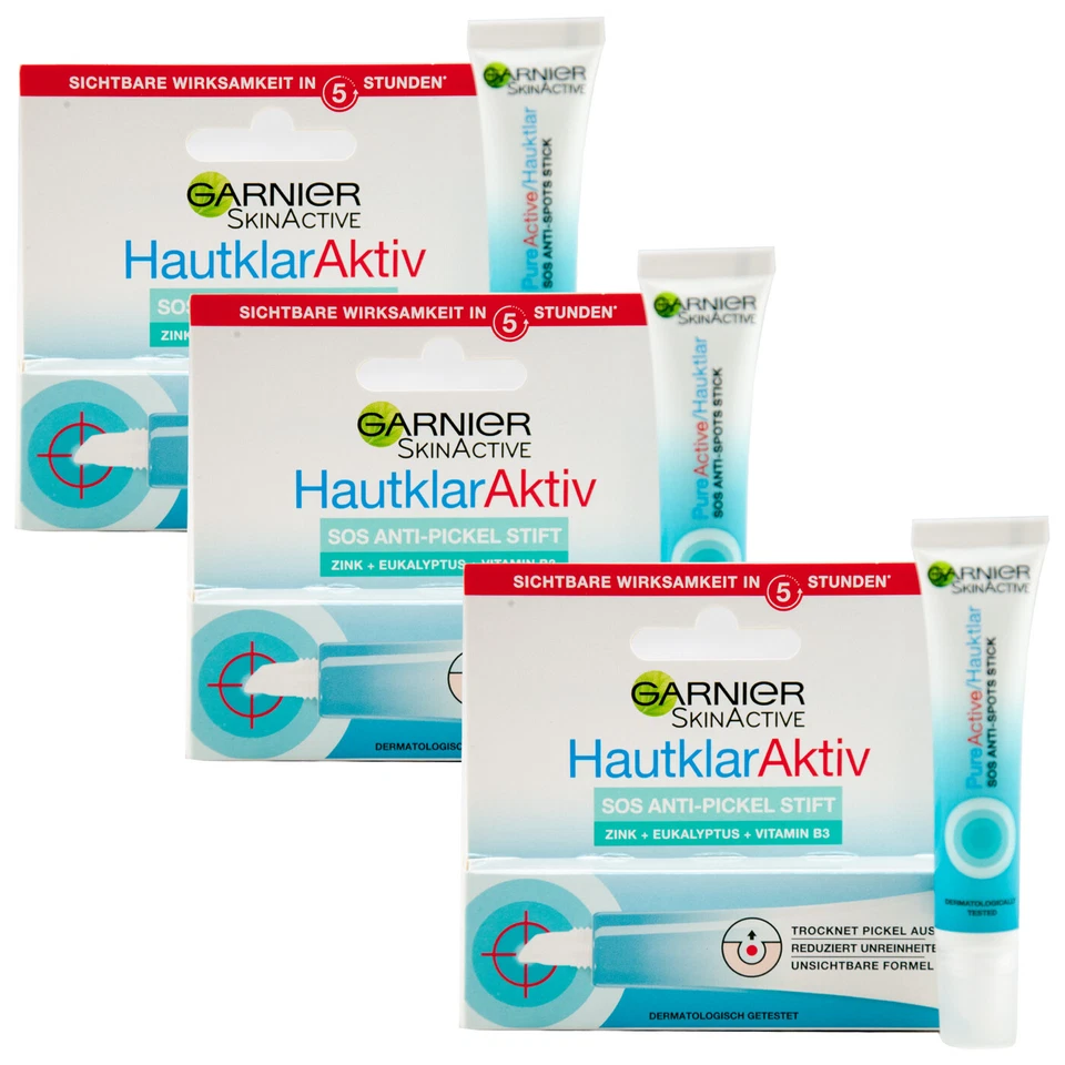 Garnier SOS ANTI PICKEL STIFT 3 x 10 ml -trocknet Pickel aus -wirkt in 5 Stunden