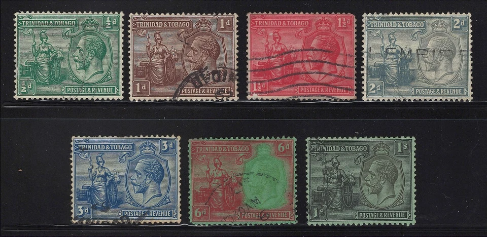 Trinidad & Tobago Scott # 21-25, 28-29 Used Britannia & George V 1922-1928 - Image 1 of 1
