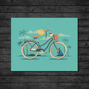 DKNG Malibu (20"x16" Beach Cruiser Bike/Bicycle, Silkscreen Art Print/Poster) - Picture 1 of 6