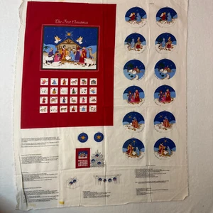 Nativity Advent Calendar Christmas Panel Vintage Cotton Quilt Fabric #115 - Picture 1 of 7
