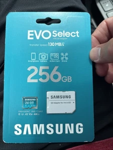SAMSUNG EVO Select Carte Mémoire Micro SD + Adaptateur, 256Go microSDXC 130Mb/s NEUF - Photo 1 sur 2