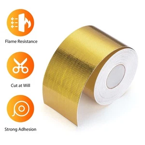 Exhaust Wrap Header Pipe Heat Insulation Tape Gold 50mm*10 Roll Adhesive Manifol - Picture 1 of 7