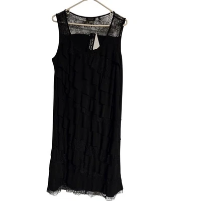 Spense Womens Black Lace Layered Midi Sleeveless Cocktail Dress 14W New W Tags - Image 1 of 4