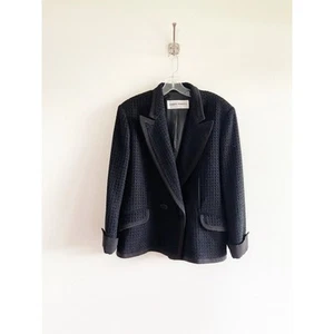 Alberta Ferretti Made in Italy Blazer Black Tweed Size 14 - Picture 1 of 8