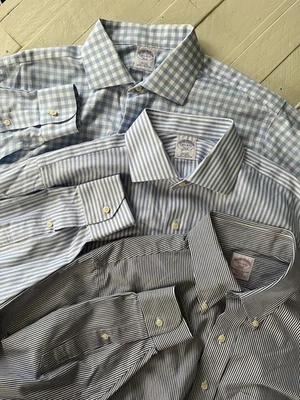Brooks Brothers Men's Button-Down Long Sleeve Shirts Lot of 3 Blue Patterns 16.5 - Image 1 of 4