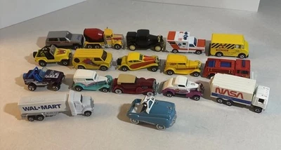 Car Lot 16 Lot Diecast Cars Jeep, Construction, Emergency Etc. + Walmart Is Pez - Image 1 of 4