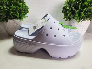 CROCS Stomp Slide Clogs Unisex Women's Sz 7 Men's Sz 5 Light Blue ⭐ NWT - Picture 1 of 6
