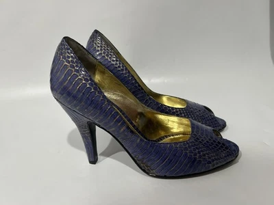 nina heels Size 7 US Snakes Leather Blue/gold - Image 1 of 4
