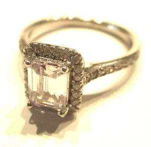 FUNKELNDER RECHTECKIGER CLUSTER-RING STERLINGSILBER ZIRKONIA GRÖSSE N - Bild 1 von 2