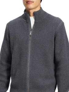 $325 Theory Gris Oscuro Gary Cashton 2 Cremallera Completa Suéter Chaqueta Para Hombres Talla M NUEVO - Imagen 1 de 9