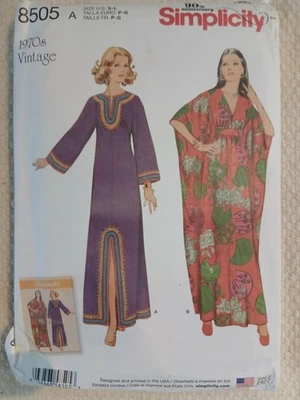 SIMPLICITY 8505 1970'S MISSES VINTAGE CAFTAN Sewing pattern Sizes S - L (10-20) - Image 1 of 2