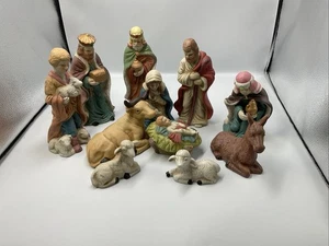 Porcelain Nativity Set 11 Pieces 2.5” To  8” High Christmas Figurines - Picture 1 of 14